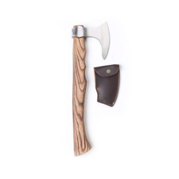 Wilora Axe with Carbon Steel Blade and Wooden Handle Premium Hatchet with Paracord Lanyard & PU Leather Sheath - Image 2