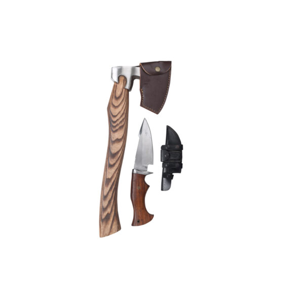 Pack of Two Axe & Leather Sheath Knife